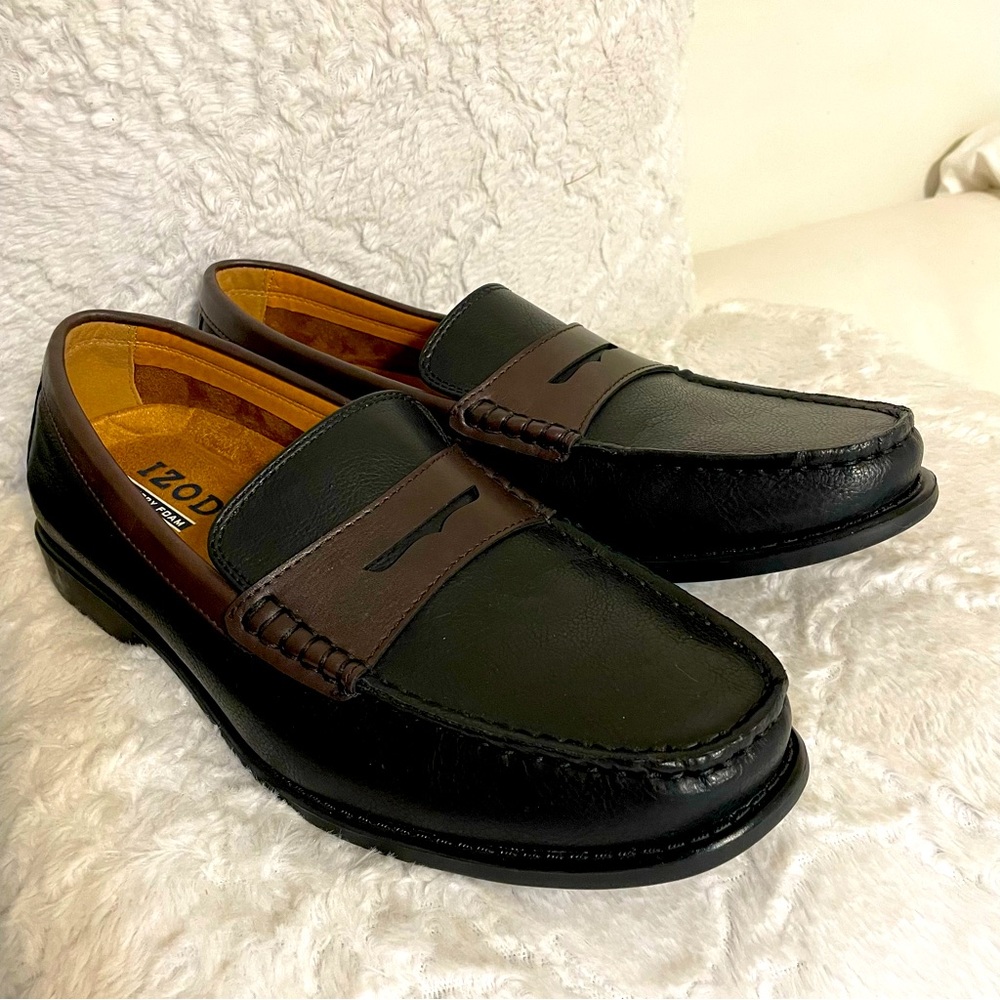 Izod Edmund gel tech black & brown loafer 10.5